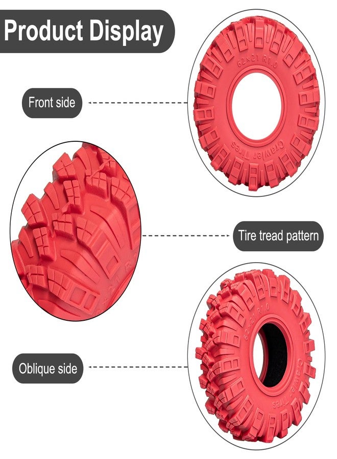 LRFHL 1.0 Tires Soft and High Grip 1.0 Colored Tires RC Crawler Tyres with Foam Insert for 1/18 TRX4M 1/24 SCX24 FCX24 Upgrade (4PCS, Red) - Image 3